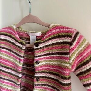 Janie and Jack | Baby Girl Striped Wool Sweater/Cardigan | 12-18 months